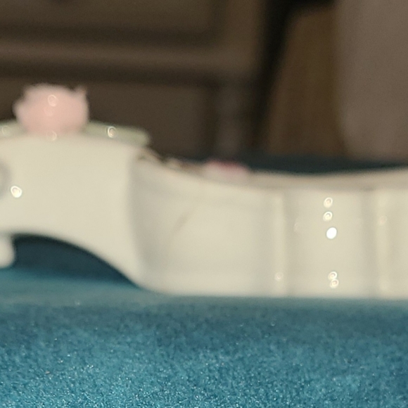 Vtg Mid Century Flowered Hand Painted Bone China Violin Trinket Dish - Picture 10 of 14